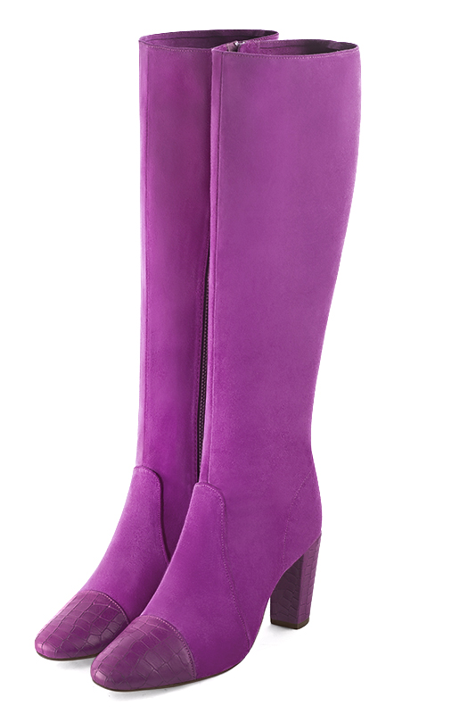 Mauve purple dress knee-high boots for women - Florence KOOIJMAN